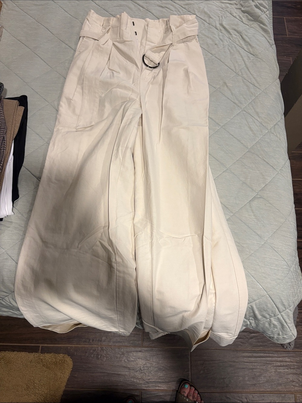 Banana Republic Cream Wide-Leg D-Ring Waist Pants